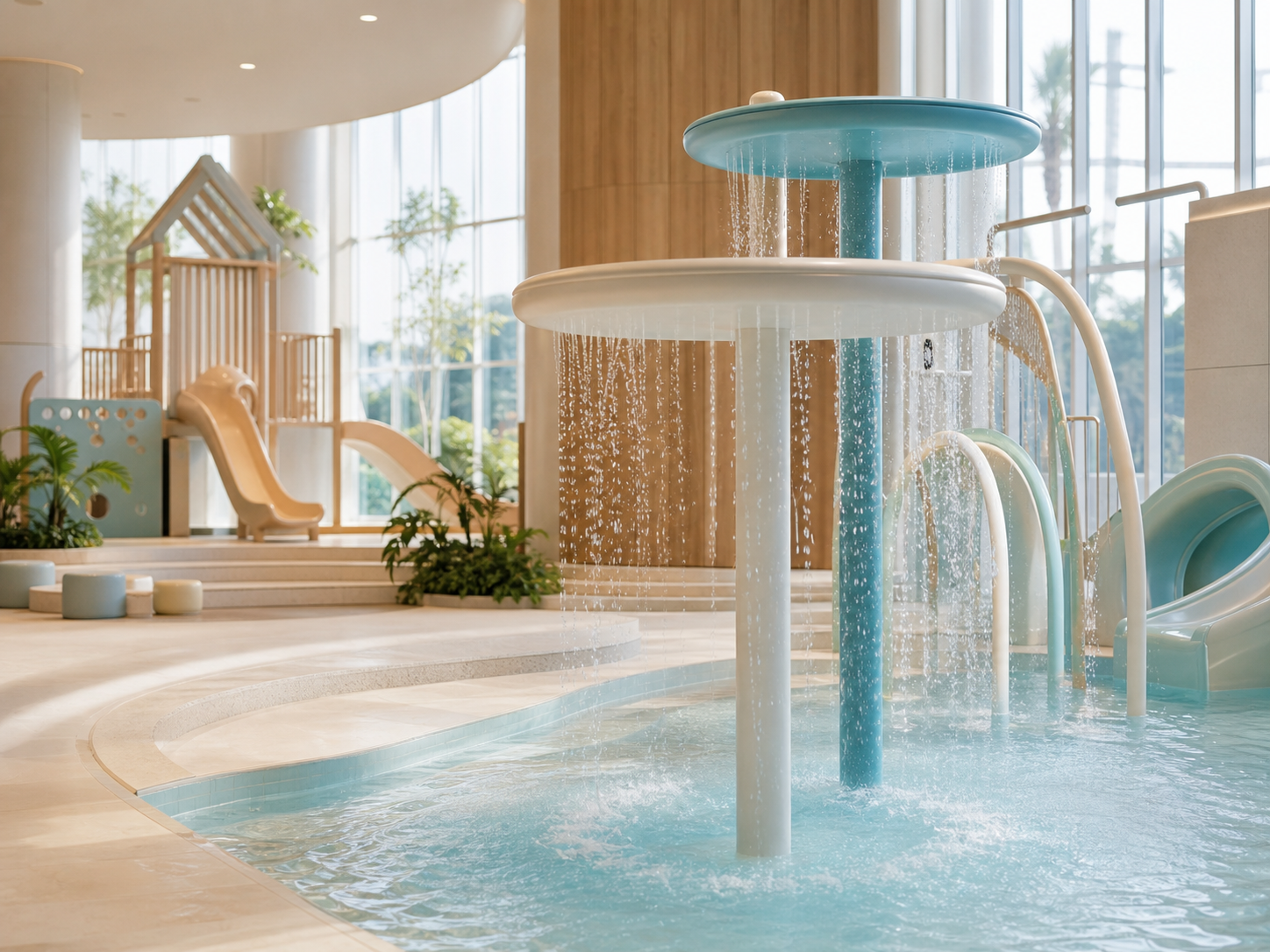 Compact hotel water play zone visual